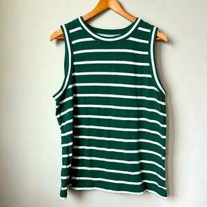LOFT green and white stripped sleeveless shirt size XL
